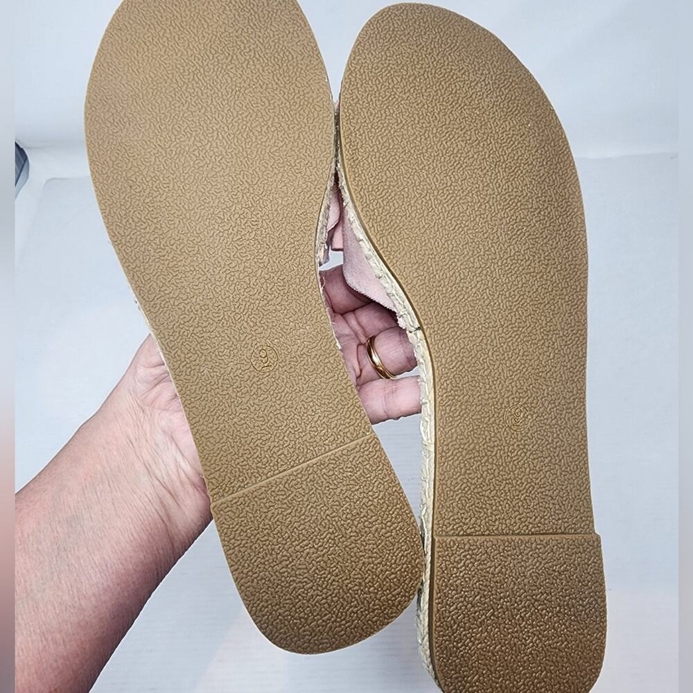 New Pink Bow Slide Sandals Espadrille Stotch Faux Suede Flats Cute Summer Size 9 - Picture 7 of 7